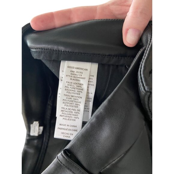 Good American Good Icon Faux Leather Pants Black Size 12/31 - Picture 4 of 16